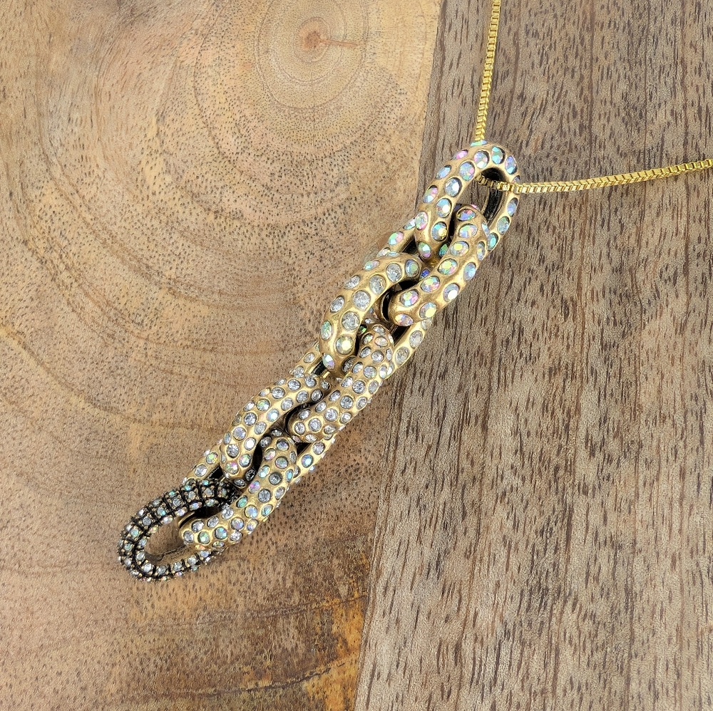 Chain Link Gold & Black Diamond Necklace